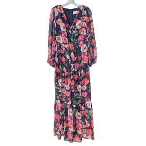 ​Eliza J Maxi Dress Women's Size 4  Navy Pink Orange Floral Romantic Feminine